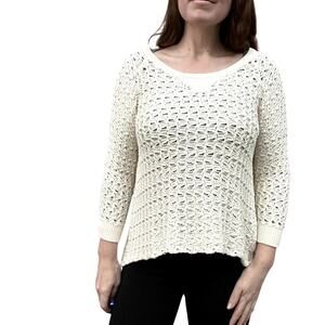 Joie Cotton Cream Loose Knit sweater softgirl cottagecore fairycore chic Size S